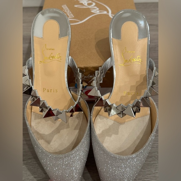 Christian Louboutin Planet Choc Flat Mini Glitter sz 37 - Picture 6 of 9